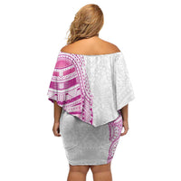 Traditional Polynesian Art Tattoos Off Shoulder Short Dress Pink Color - Polynesian Pride
