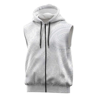 Lotu Tamaiti Sleeveless Zip Hoodie Traditional Samoan Art Tattoos LT03 White - Polynesian Pride