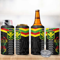 Kanaka Maoli Running 4 in 1 Can Cooler Tumbler Kakau Pattern with Kanaka Maoli Flag Color LT03 - Polynesian Pride