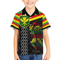 Kanaka Maoli Running Family Matching Long Sleeve Bodycon Dress and Hawaiian Shirt Kakau Pattern with Kanaka Maoli Flag Color LT03 Son's Shirt Black - Polynesian Pride
