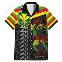 Kanaka Maoli Running Family Matching Mermaid Dress and Hawaiian Shirt Kakau Pattern with Kanaka Maoli Flag Color LT03 Dad's Shirt - Short Sleeve Black - Polynesian Pride
