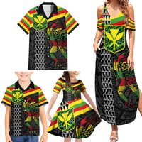Kanaka Maoli Running Family Matching Summer Maxi Dress and Hawaiian Shirt Kakau Pattern with Kanaka Maoli Flag Color LT03 - Polynesian Pride