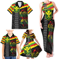 Kanaka Maoli Running Family Matching Tank Maxi Dress and Hawaiian Shirt Kakau Pattern with Kanaka Maoli Flag Color LT03 - Polynesian Pride