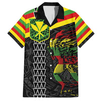 Kanaka Maoli Running Family Matching Tank Maxi Dress and Hawaiian Shirt Kakau Pattern with Kanaka Maoli Flag Color LT03 Dad's Shirt - Short Sleeve Black - Polynesian Pride