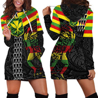 Kanaka Maoli Running Hoodie Dress Kakau Pattern with Kanaka Maoli Flag Color LT03 - Polynesian Pride