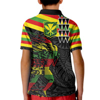Kanaka Maoli Running Kid Polo Shirt Kakau Pattern with Kanaka Maoli Flag Color LT03 - Polynesian Pride