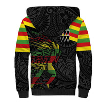 Kanaka Maoli Running Sherpa Hoodie Kakau Pattern with Kanaka Maoli Flag Color LT03 - Polynesian Pride