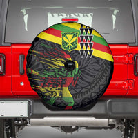 Kanaka Maoli Running Spare Tire Cover Kakau Pattern with Kanaka Maoli Flag Color LT03 - Polynesian Pride