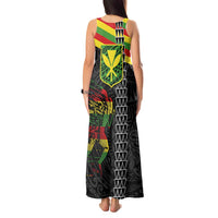 Kanaka Maoli Running Tank Maxi Dress Kakau Pattern with Kanaka Maoli Flag Color LT03 - Polynesian Pride