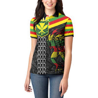 Kanaka Maoli Running Women Polo Shirt Kakau Pattern with Kanaka Maoli Flag Color