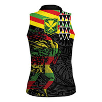 Kanaka Maoli Running Women Sleeveless Polo Shirt Kakau Pattern with Kanaka Maoli Flag Color LT03 - Polynesian Pride