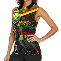 Kanaka Maoli Running Women Sleeveless Polo Shirt Kakau Pattern with Kanaka Maoli Flag Color LT03 - Polynesian Pride