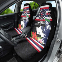Honolulu Running Race Car Seat Cover Hawaii Marathon Kakau Art with Hibiscus and National Flag Style LT03 - Polynesian Pride
