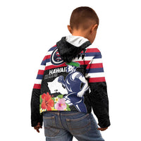 Honolulu Running Race Kid Hoodie Hawaii Marathon Kakau Art with Hibiscus and National Flag Style LT03 - Polynesian Pride