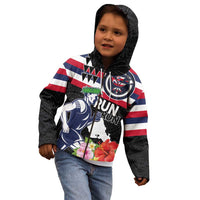 Honolulu Running Race Kid Hoodie Hawaii Marathon Kakau Art with Hibiscus and National Flag Style LT03 - Polynesian Pride