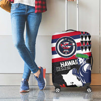 Honolulu Running Race Luggage Cover Hawaii Marathon Kakau Art with Hibiscus and National Flag Style LT03 - Polynesian Pride