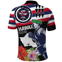 Honolulu Running Race Polo Shirt Hawaii Marathon Kakau Art with Hibiscus and National Flag Style LT03 - Polynesian Pride