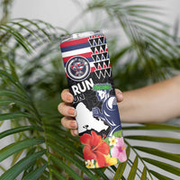 Honolulu Running Race Skinny Tumbler Hawaii Marathon Kakau Art with Hibiscus and National Flag Style LT03 - Polynesian Pride
