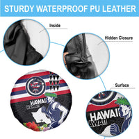 Honolulu Running Race Spare Tire Cover Hawaii Marathon Kakau Art with Hibiscus and National Flag Style LT03 - Polynesian Pride