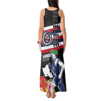 Honolulu Running Race Tank Maxi Dress Hawaii Marathon Kakau Art with Hibiscus and National Flag Style LT03 - Polynesian Pride