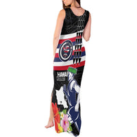Honolulu Running Race Tank Maxi Dress Hawaii Marathon Kakau Art with Hibiscus and National Flag Style LT03 - Polynesian Pride