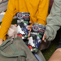 Honolulu Running Race Tumbler Cup Hawaii Marathon Kakau Art with Hibiscus and National Flag Style LT03 - Polynesian Pride