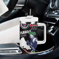 Honolulu Running Race Tumbler With Handle Hawaii Marathon Kakau Art with Hibiscus and National Flag Style LT03 - Polynesian Pride