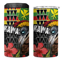 Kanaka Maoli Ikaika Warrior 4 in 1 Can Cooler Tumbler Hibiscus Kakau Art and Tapa Tribal Pattern LT03 One Size: 16 oz Black - Polynesian Pride
