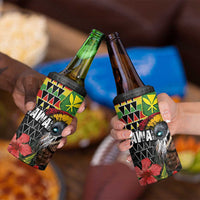Kanaka Maoli Ikaika Warrior 4 in 1 Can Cooler Tumbler Hibiscus Kakau Art and Tapa Tribal Pattern LT03 - Polynesian Pride