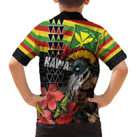 Kanaka Maoli Ikaika Warrior Family Matching Off Shoulder Short Dress and Hawaiian Shirt Hibiscus Kakau Art and Tapa Tribal Pattern LT03 - Polynesian Pride