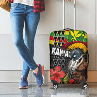Kanaka Maoli Ikaika Warrior Luggage Cover Hibiscus Kakau Art and Tapa Tribal Pattern LT03 - Polynesian Pride