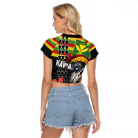 Kanaka Maoli Ikaika Warrior Raglan Cropped T Shirt Hibiscus Kakau Art and Tapa Tribal Pattern LT03 - Polynesian Pride