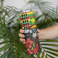 Kanaka Maoli Ikaika Warrior Skinny Tumbler Hibiscus Kakau Art and Tapa Tribal Pattern LT03 - Polynesian Pride