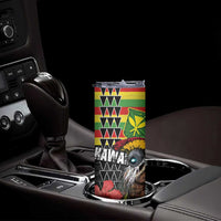 Kanaka Maoli Ikaika Warrior Skinny Tumbler Hibiscus Kakau Art and Tapa Tribal Pattern LT03 - Polynesian Pride