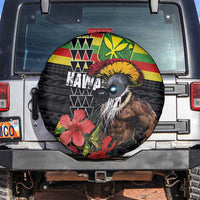 Kanaka Maoli Ikaika Warrior Spare Tire Cover Hibiscus Kakau Art and Tapa Tribal Pattern LT03 Black - Polynesian Pride