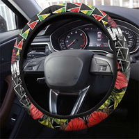 Kanaka Maoli Ikaika Warrior Steering Wheel Cover Hibiscus Kakau Art and Tapa Tribal Pattern LT03 - Polynesian Pride