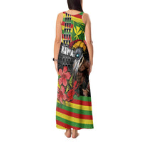 Kanaka Maoli Ikaika Warrior Tank Maxi Dress Hibiscus Kakau Art and Tapa Tribal Pattern LT03 - Polynesian Pride