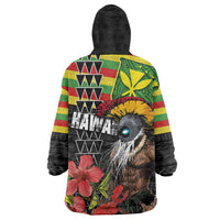 Kanaka Maoli Ikaika Warrior Wearable Blanket Hoodie Hibiscus Kakau Art and Tapa Tribal Pattern LT03 - Polynesian Pride