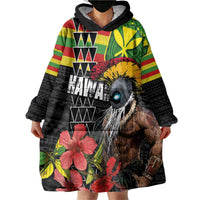 Kanaka Maoli Ikaika Warrior Wearable Blanket Hoodie Hibiscus Kakau Art and Tapa Tribal Pattern LT03 - Polynesian Pride