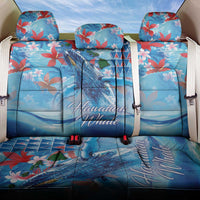 Hawaiian Waves Whale Back Car Seat Cover Kakau Art and Tropical Red Hibiscus Flowers LT03 One Size Blue - Polynesian Pride