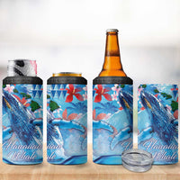 Hawaiian Waves Whale 4 in 1 Can Cooler Tumbler Kakau Art and Tropical Red Hibiscus Flowers LT03 - Polynesian Pride
