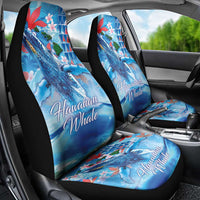 Hawaiian Waves Whale Car Seat Cover Kakau Art and Tropical Red Hibiscus Flowers LT03 - Polynesian Pride