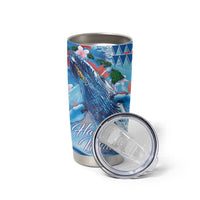 Hawaiian Waves Whale Tumbler Cup Kakau Art and Tropical Red Hibiscus Flowers LT03 - Polynesian Pride