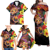 Hawaiian Sea Animals Love Couple Family Matching Off Shoulder Maxi Dress and Hawaiian Shirt Aloha Sunset Symphony LT03 - Polynesian Pride