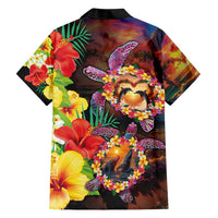 Hawaiian Sea Animals Love Couple Family Matching Short Sleeve Bodycon Dress and Hawaiian Shirt Aloha Sunset Symphony