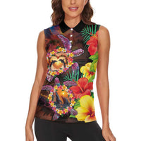 Hawaiian Sea Animals Love Couple Women Sleeveless Polo Shirt Aloha Sunset Symphony LT03 - Polynesian Pride
