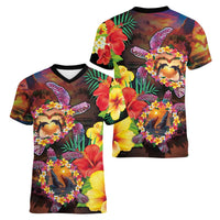 Hawaiian Sea Animals Love Couple Women V-Neck T-Shirt Aloha Sunset Symphony LT03 - Polynesian Pride