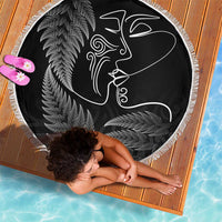 New Zealand Valentine's Day Beach Blanket Silver Fern and Line Art Love Couple LT03 - Polynesian Pride