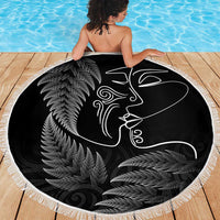 New Zealand Valentine's Day Beach Blanket Silver Fern and Line Art Love Couple LT03 - Polynesian Pride