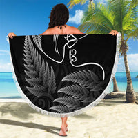 New Zealand Valentine's Day Beach Blanket Silver Fern and Line Art Love Couple LT03 - Polynesian Pride